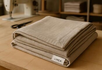 Katlanan keten nevresimler: dikiş köşeleri ve etiket detayı