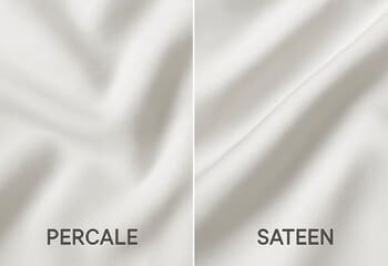 Perkal ve satenin yan yana görünümü: biri mat, diğeri daha parlak