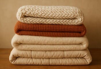 Kış katmanları: çarşaf + ara şönil örtü + dolgulu yorgan