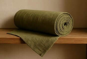 Zeytin yeşili keten rulo: doğal kırçıllı lif dokusu