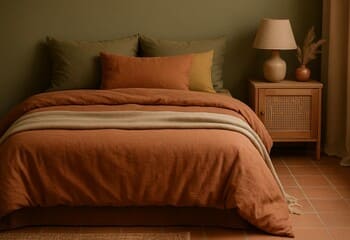 Toprak paletli sahne: zeytin ve kil tonlarında sıcak katmanlar