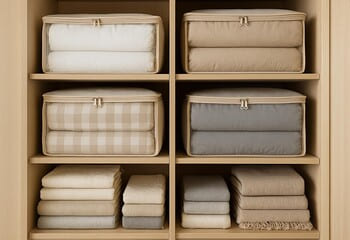 Düzenli gardırop: nefes alan torbalarda setler