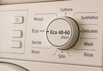 Çamaşır makinesi paneli: eko kısa döngü seçili